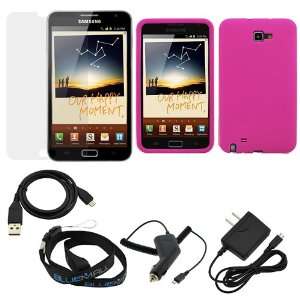 Pink Skin Rubber Soft Silicone Case + Clear LCD Screen Protector + Car 
