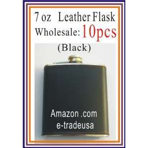  10pcs Wholesale Black Leather 7oz Blank Flasks Kitchen 