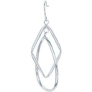  White gold 2 Tier Dangle Wire Earrings Jewelry A Jewelry