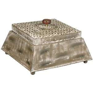  Square Spanish Green Metal Box with Lid