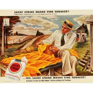  1943 Ad American Tobacco Co Lucky Strike Cigarettes Leaf 