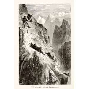   Pennine Alps Mountain Accident   Original In Text Wood Engraving Home