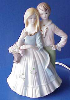 Vintage Ardalt Bisque Colonial Young Boy & Girl Friend Night Light 