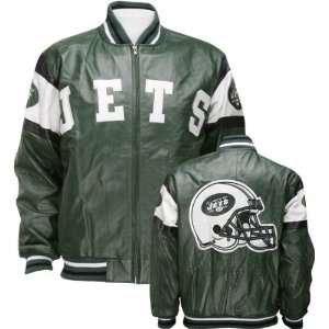 New York Jets Elite Leather Varsity Jacket:  Sports 
