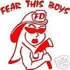 Firefighter Stickers Fear Boys Flames 4x4  