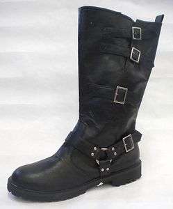 Black Distressed Motorcycle Riding Outlaw Harley Gang Costume Boots 14