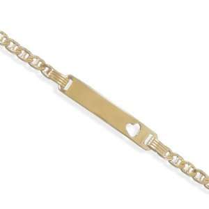    6 inches 22 Karat Gold Plated Marina Chain ID Bracelet Jewelry
