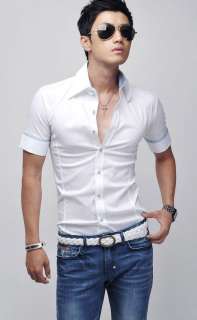 2012 Mens Slim Fit Stylish Dress Short Sleeve Shirts 3size 3color 