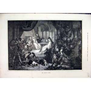  1879 Sleeping Court Man Woman Dogs Theatre Scene