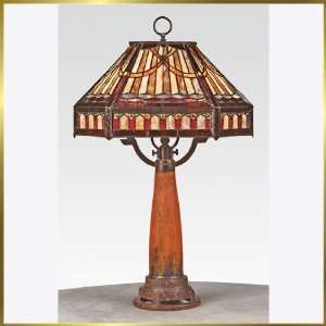 Tiffany Table Lamp, QZTF6957M, 2 lights, Antique Bronze, 17 wide X 30 