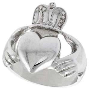  Sterling Silver Diamond Cut Claddagh Ring, size 6: Jewelry