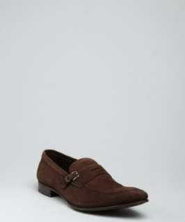 Prada brown perforated suede buckle penny loafers  BLUEFLY up to 70% 