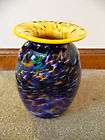 Vintage WALES Yellow Art Glass Vase Contemporary Design  