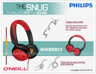 Philips ONeill SHO8803 Snug On Ear Headband Headphones with Mic 