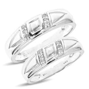   White GoldTwo Rings Ladies Wedding Band and Mens Wedding Band   Free