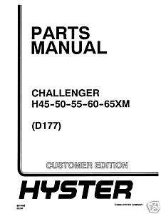Hyster Forklift Manual H45 50 55 60 65XM D177 02/00  
