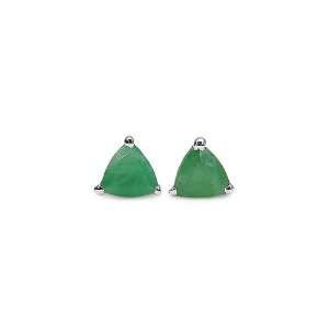    0.50 Carat Genuine Emerald Sterling Silver Stud Earrings: Jewelry