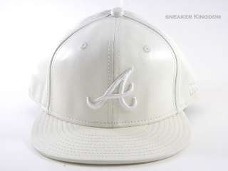 New Era Atlanta Braves Leather White/Cream Off White Fitted Winter Hat 