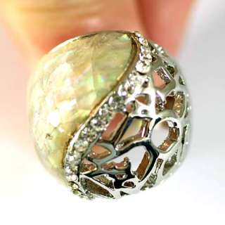 r9030 Size 10 Ladys Silver Grave GP Diamante Gemstone Ring CZ Jewelry 