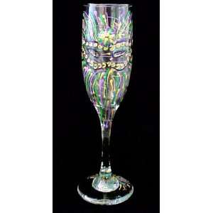  Mardi Gras Mask Design   Hand Painted   Champagne Flute 