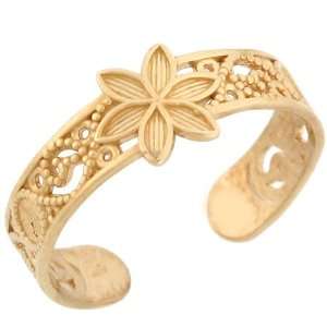  14k Solid Yellow Gold Flower Filigree Toe Ring: Jewelry