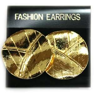  Gold Colored Impress Gold Disc Earrings   Clip On Fashion 