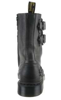 Dr Martens Mens Boots Varden Water Resistant Black Leather Biker Boots 