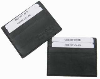   COWHIDE BLACK 100% LEATHER THIN Credit Card Wallet Holder 214  