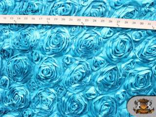   Satin AQUA Rosette Fabric / 58 60 Wide / Sold by the yard  