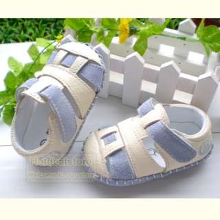   Boys Girls Blue & White Leather Shoes Sandals 3 18 month WN010B  