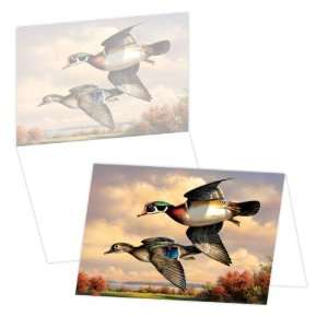  ECOeverywhere Wood Ducks on the Wind Boxed Card Set, 12 