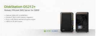 Synology DS212+ 2 Bay High Performance NAS Server NEW  