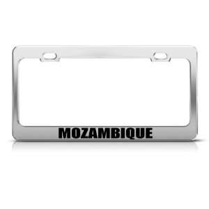 Mozambique Flag Chrome Country license plate frame Stainless Metal Tag 