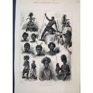  1879 Zulu Kaffirs South Africa Warrior Doctor Old Print 