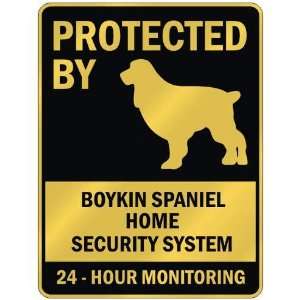 PROTECTED BY  BOYKIN SPANIEL HOME SECURITY SYSTEM  PARKING SIGN DOG