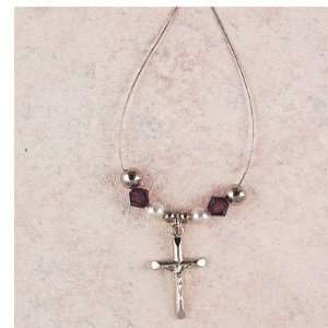  Crucifix Cross Medal Pendant with Amethyst Swarovski Stones Jewelry