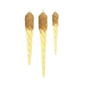   Gold Glitter Sequin Glass Icicle Christmas Ornaments: Home & Kitchen