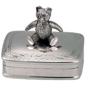 Teddy Bear Rememberance Box Keepsake Cremation Urn in Sterling Silver
