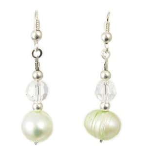  AM1320clip   Pale Green Freshwater Pearl and Swarovski 