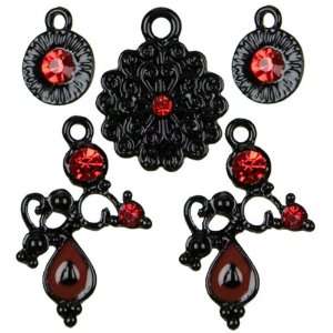  5pc Metal Mixed Charms   Black & Red Arts, Crafts 