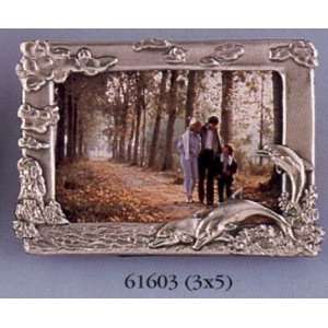    Metal Frame, Pewter Picture Frame, Dolphin 3 x 5 