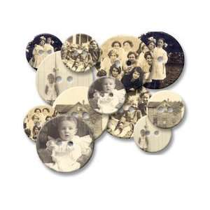  Chipboard Buttons 12/Pkg, Old Time Photos Arts, Crafts & Sewing