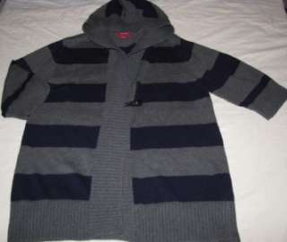 Chaps Womens Hooded Cardigan Sweater size XL X Large 16/18 Striped 