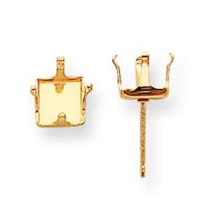   Gold Filled 4 Prong Princess Snap Earring Setting 6mm
