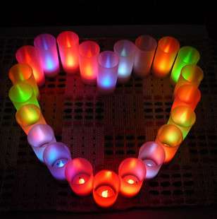 LED Electronic 7 Changing Color Candle Night Light Flicker E736  