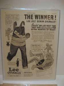 Vintage 1936 Lee Denim Overalls Magazine Ad  