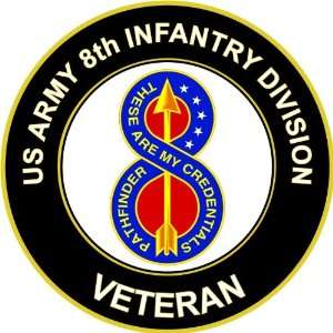  5.5 US Army 8th Infantry Division UC Round Veteran Decal 