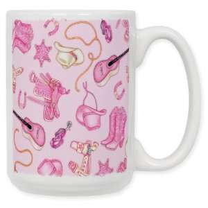  Cowgirl   Pink 15 Oz. Ceramic Coffee Mug: Kitchen & Dining