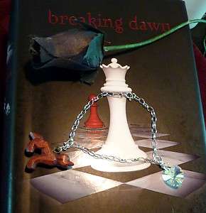 Twilight inspired silver graduation bracelet, wooden wolf.  