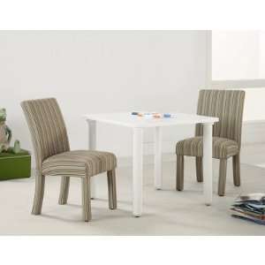 Mustang 3 Piece Youth Table Set in White with Striped 